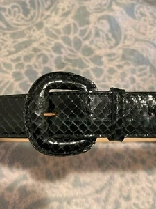 Vintage Anne Klein for Calderon Belt Green/Black Snakeskin Pattern Size Large - Picture 1 of 7