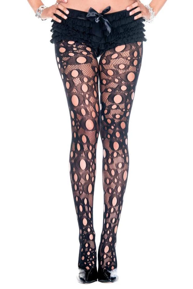 sexy MUSIC LEGS round CIRCLE cutout NET torn FISHNET pantyhose TIGHTS stockings - Image 1 of 1