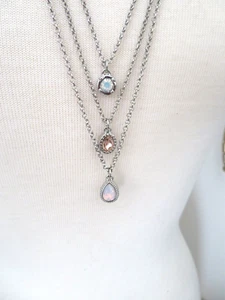 JESSICA SIMPSON TRIPLE CHAIN NECKLACE 28-30" 6 PCS SILVER JS4 - Picture 1 of 4