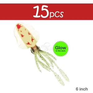 15pcs Pink GLOW 6" Fishing Chase Squid bait Skirt Real-like Octopus Fish WOW! - Picture 1 of 5