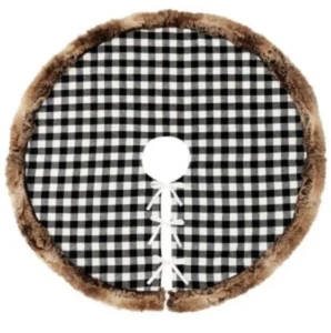 MERRY MOMENTS 48" BUFFALO PLAID CHRISTMAS TREE SKIRT WITH FAUX FUR TRIM - Imagen 1 de 4