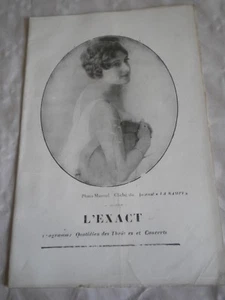Vintage Programme Theatre De L'odeon Fédora L'Exact 1910s - Picture 1 of 3