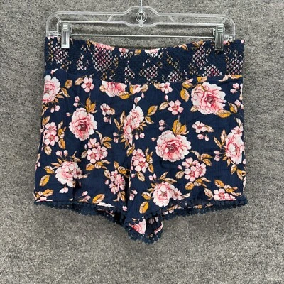 Pantalones Cortos LC Lauren Conrad Mujer S Pequeños Azul Floral Tiro Alto Forrado Chino Foto 1 de 4