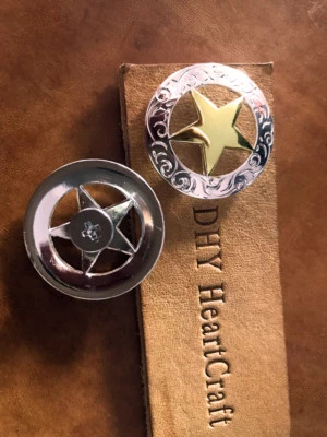 5PCS 29MM Western Gold Silver Plated Texas Star Saddles Rope Side CONCHOS  SET - Image 1 of 4