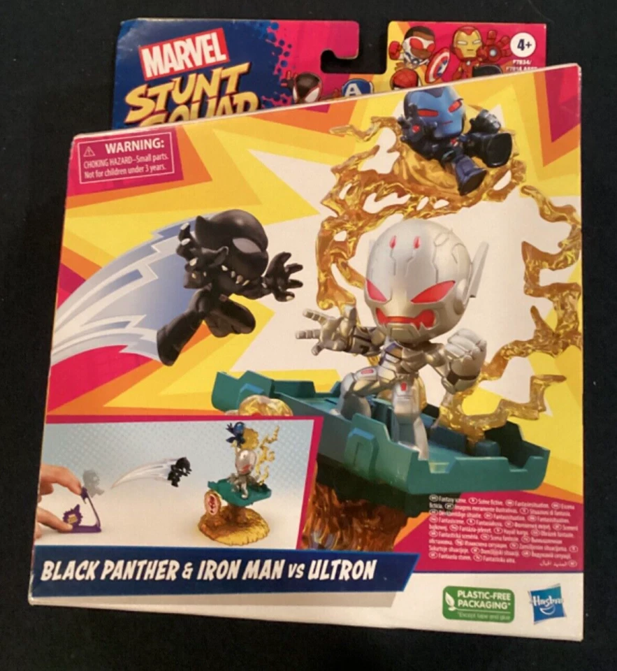 Marvel Comics Action Stunt Squad Black Panther & Iron Man vs Ultron Hasbro Toy