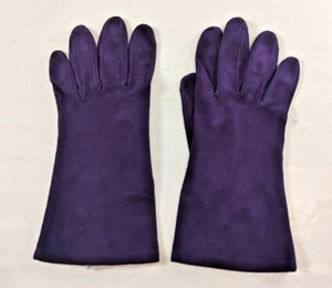 Dark Purple Gloves by Fownes Antron Lining Imported Suede sz 8 - Picture 1 of 6