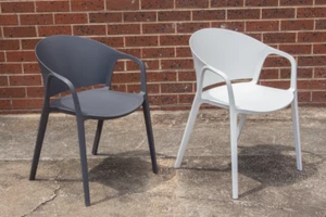 Gemma Outdoor Stackable Chair - Poly resin - White or Charcoal Grey - Picture 1 of 6