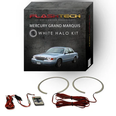 Kit de halo LED ojo de ángel blanco y control remoto para faros Mercury Grand Marquis 98-02 Foto 1 de 4