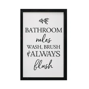 Toilet Bathroom Wall Signs 7x10 Framed Shadow Box Decor - Bathroom Rules - Picture 1 of 16