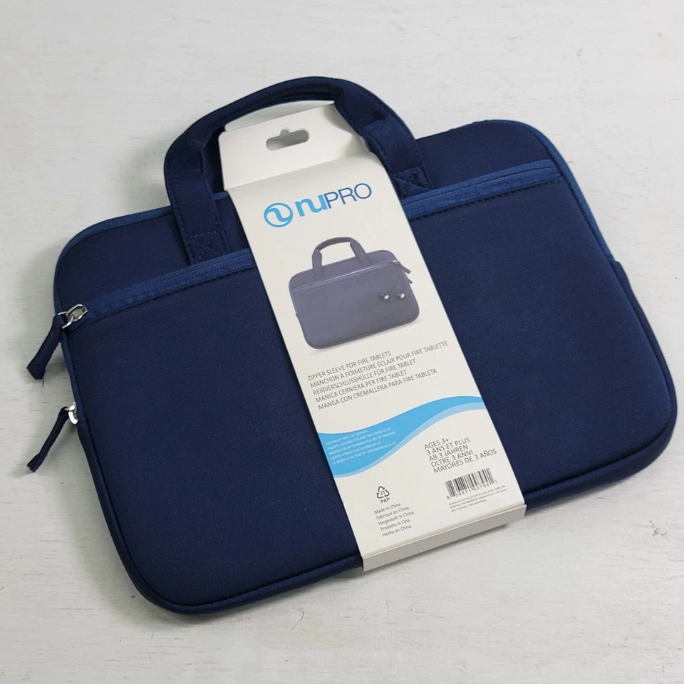 NuPro Blue Zipper Neoprene Sleeve For Fire Tablet 7-8" Padded Carrying Case New! - Image 1 of 4