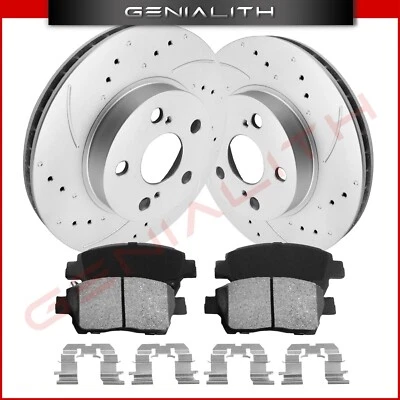 Front Drilled Slotted Rotor Brake Pad for 2004- 2006 2007 2008 2009 Toyota Prius - Image 1 of 4
