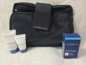 Clarins Men 4pc Set After Shave Smoother/Shampoo & Shower/Super Moisture Balm - Picture 1 of 5
