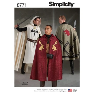 SIMPLICITY 8771 UNISEX CAPES & TABARDS with Appliques Sewing Pattern ONE SIZE - Image 1 of 4