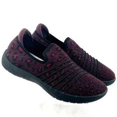 Clarks Púrpura Negro Leopardo Pull-On Ligero Elástico Zapatillas Zapatos Mujer 6 M Foto 1 de 4
