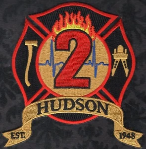 Departamento de Bomberos de Hudson Parche Departamento -- Cinta Dorada Quebec Canadá - Imagen 1 de 2