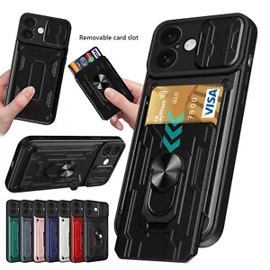 Custodia per iPhone 16 15 Pro Max 14 13 12 fotocamera cover slot scheda supporto antiurto - Foto 1 di 24