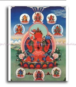chenrezig red yabyum kkt Tibetan thangka paper poster 8x10"print fine art poster - Picture 1 of 5