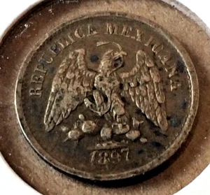 1897 REPUBLIC OF MEXICO 5 CENTAVOS WORLD SILVER COIN .902 (363) - Picture 1 of 2