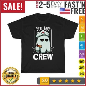 Boo Boo Crew Nurse Ghost Funny Scary Halloween Quotes Vintage T Shirt Men Women - Picture 1 of 9