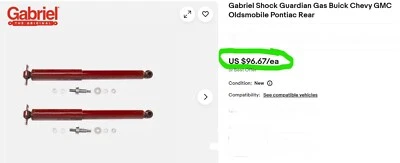 (2) 89214 81492 Gabriel Shock Gas Buick Chevy GMC Oldsmobi Pontiac traseiro [D2FL] - Imagem 1 de 4
