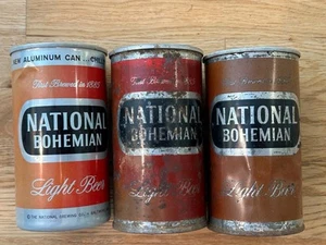 Vintage LOT (8) National Beer & Colt 45 Bier Flattop-Zuglasche-Stahl-Aluminium DOSE - Bild 1 von 1