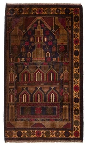 Traditioneller Vintage handgeknüpfter Teppich 2 Fuß 9 Zoll x 4 Fuß 8 Zoll Wolle Vorleger - Bild 1 von 9