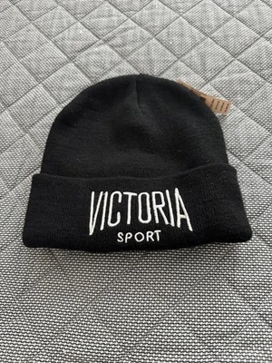 Victoria's Secret 运动标志针织无檐帽黑色白色全新! — 第 1/4 张图片