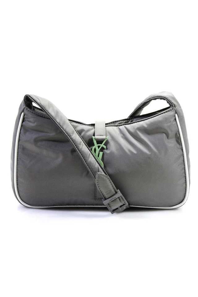 Bolso de Hombro Hobo Saint Laurent Mujer Nylon Le 5 A 7 Gris Verde Menta Foto 1 de 4