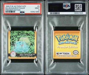 1999 POKEMON ACTION FLIPZ PREMIER EDITION 5 IVYSAUR/BULBASAUR POKEMON CARD PSA 9 - Picture 1 of 3