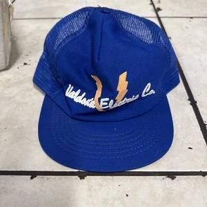 Vintage VALDOSTA ELECTRIC Co. Snap Back Hat Cap Trucker Mesh BLUE - Picture 1 of 6