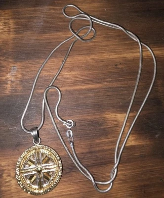 22. Vintage  925 Sterling Token of Mordinsamman Pendant With Chain Necklace 31" - Image 1 of 4