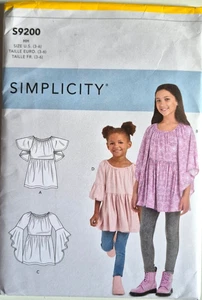 SIMPLICITY PATTERN 9200 TOPS GIRLS SIZES 3 4 5 6 UNCUT FF - Picture 1 of 2