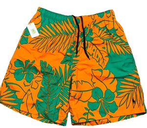 Neu mit Etikett Polo Ralph Lauren hellorange/grün Hawaii Blumenmuster Herren große Badehose - Bild 1 von 10