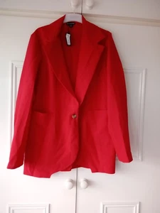 NEW WITH TAG. SIZE 16 PRETTY LITTLE THING RED OVERSIZED BLAZER . CHARITYSALE - Picture 1 of 5