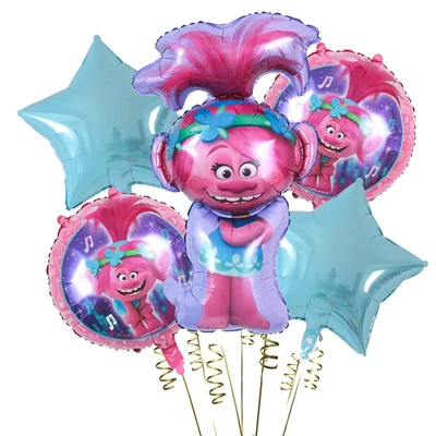 5Pcs/Set Cartoon  Trolls Foil Helium Balloons Birthday Theme Party Decoration Ba - image 1 of 4