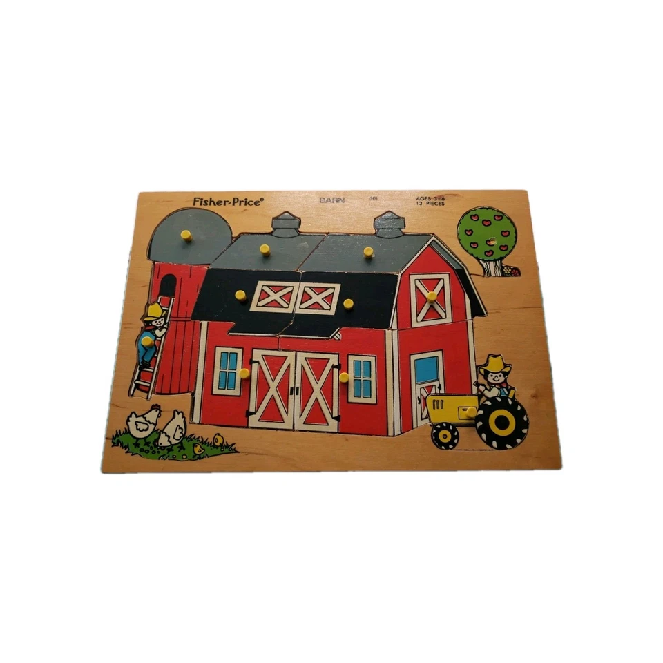 Vintage Fisher-Price 13 Piece Barn Puzzle Ages 3-6 #501 Quaker Oats Co 1971-1976 - Image 1 of 2