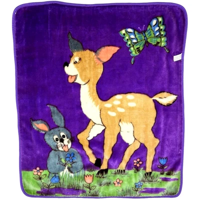 Винтажный плюшевый фиолетовый бамби олень бампер кролик бабочка плед толстый мягкий - Изображение 1 из 4