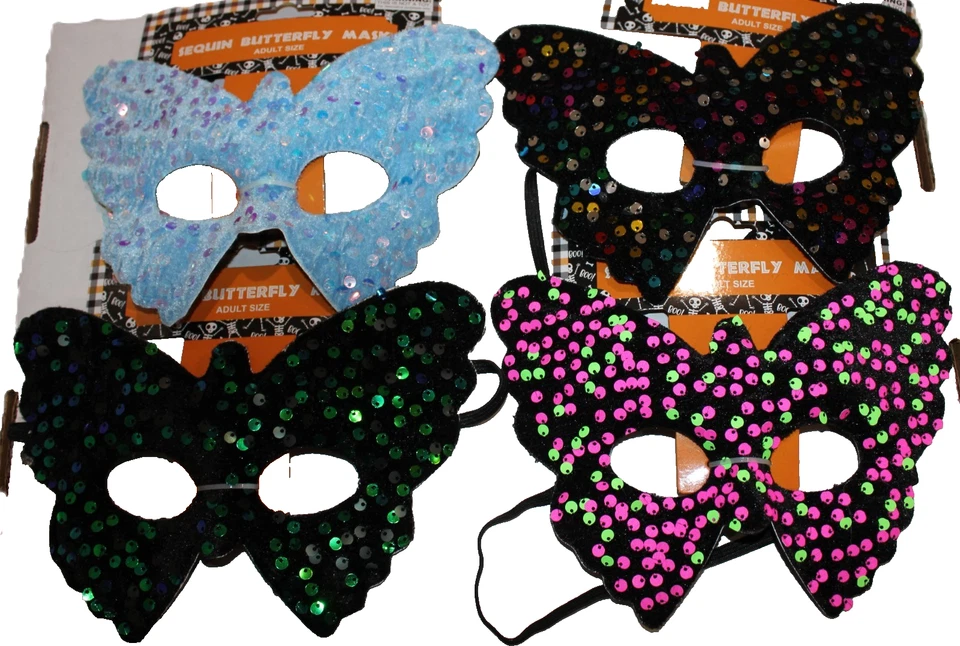Butterfly Sequin Half Mask Halloween Girls Costume Accessory Dress Up Masquerade - Image 1 of 4
