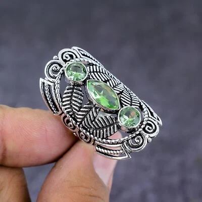 Natural Tsavorite Gemstone Handmade 925 Sterling Silver Jewelry Ring Size 8 N064 - Image 1 of 4