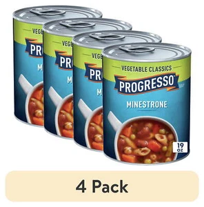 (4 pack) Progresso Minestrone Soup, Vegetable Classics Canned Soup, 19 oz - Picture 1 of 18