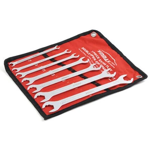 7pc Double Open End Wrench Set Flat Spanner Wrench Metric Ratcheting Combination - Picture 1 of 12