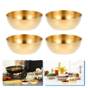 4 Pcs Appetizer Serving Plate Dip Bowls Stainless Steel Child Tray Dishes Sauce - Picture 1 of 12