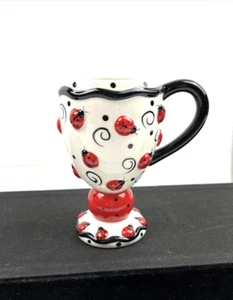 Vintage Raised Relief Ladybug Mug With Handle By Burton and Burton 8oz. - Picture 1 of 8