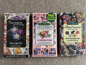 Bucilla Silk Ribbon Embroidery VHS Lot Of 3 - Picture 1 of 7