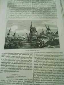 Hollande Les Moulins à Vent 1847 Gravure Print Article - Picture 1 of 1