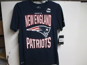 NIKE NEW ENGLAND PATRIOTS YOUTH "DRY" FOOTBALL T SHIRT (L 14/16) NWT $30 NAVY BL - Picture 1 of 5