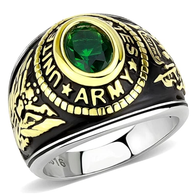 US Army United States Gold EP Stainless Steel  Black Green Ring USA Seller   - Image 1 of 4