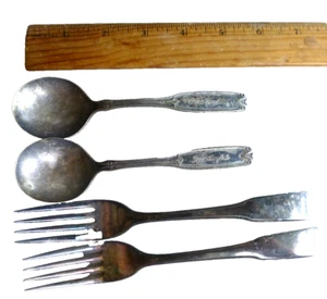 LOTE DE 4 DOS CUCHARAS DE GENE BOYLE'S ONEIDA DOS TENEDORES PLACA DE PLATA INTERNACIONAL - Imagen 1 de 7
