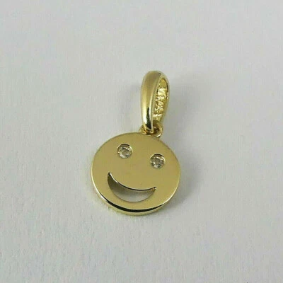585er Gelbgold 14kt.  Zirkonia Anhänger lachendes Gesicht Ø 6,5 mm  8897 - Bild 1 von 4