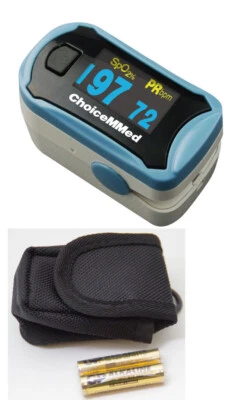 ChoiceMMED Spo2 Finger Blood Oxygen Pulse Oximeter with free battery and case - Image 1 of 2